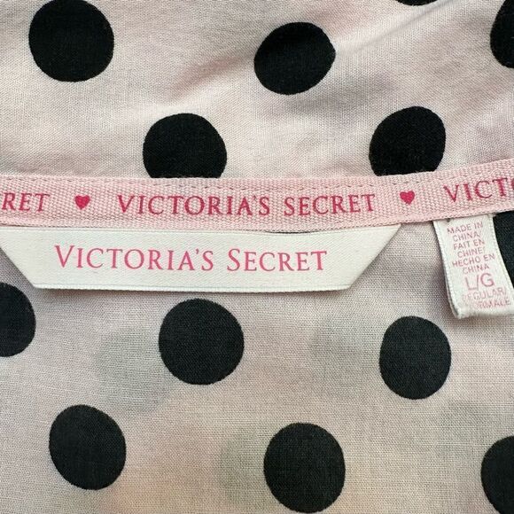Victoria’s Secret Pink Black Polka Dot Button Down Pajama Top - Picture 9 of 12